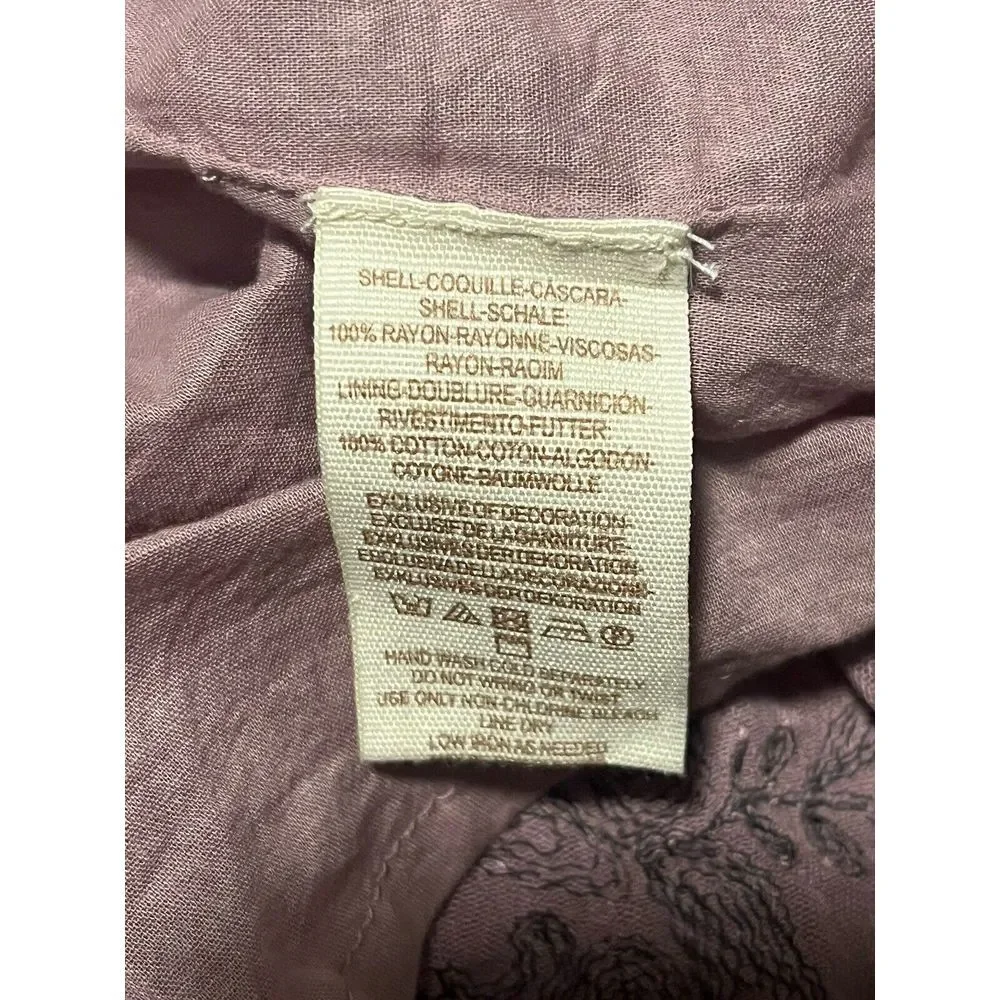 Free People Embroidered Austin Mini Dress long sleeve floral boho lavender‎ Med